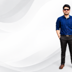 Business Casual Man Against Abstract Waves